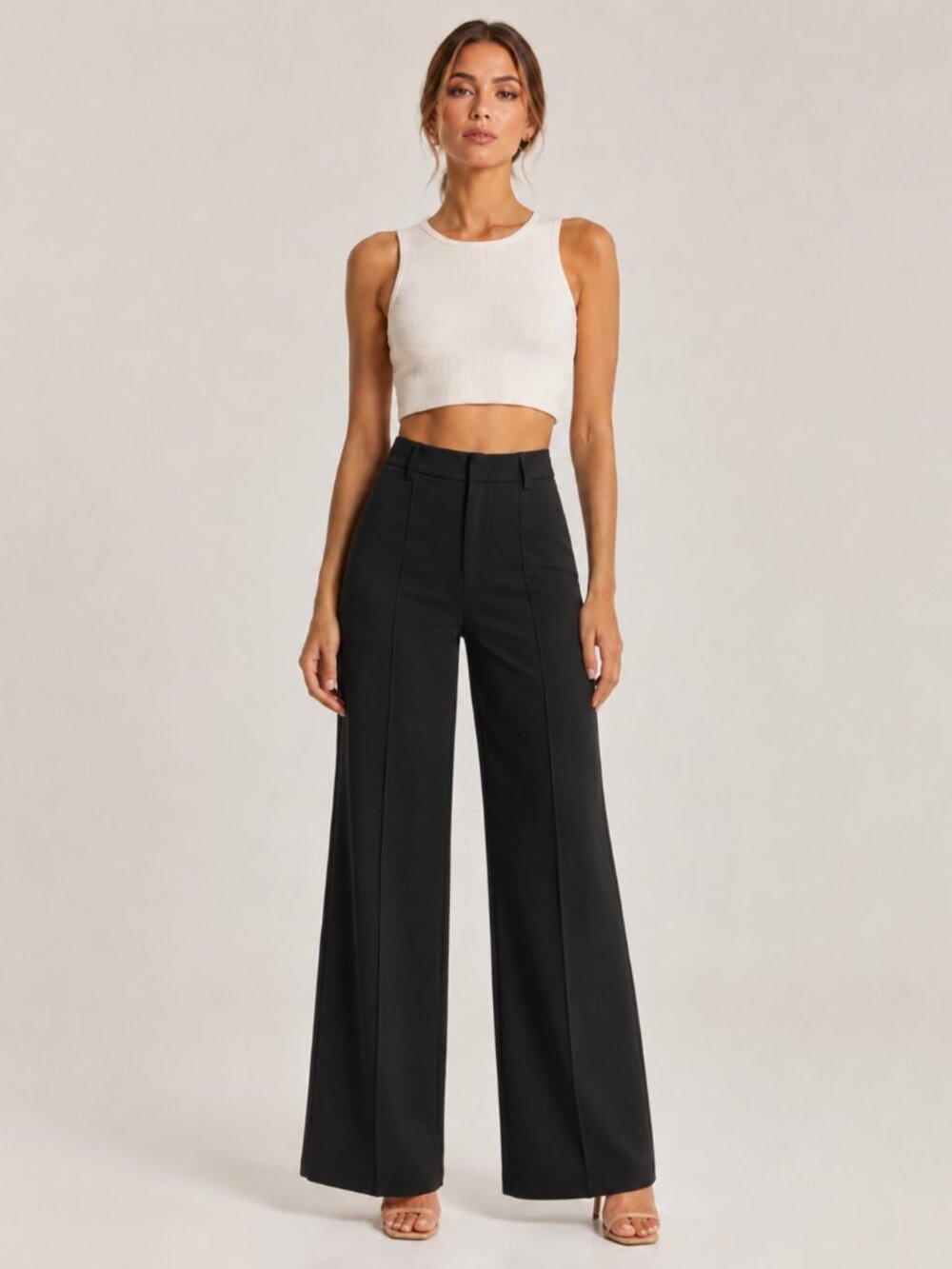 Straight Leg Pintuck Trouser Pants - Cien